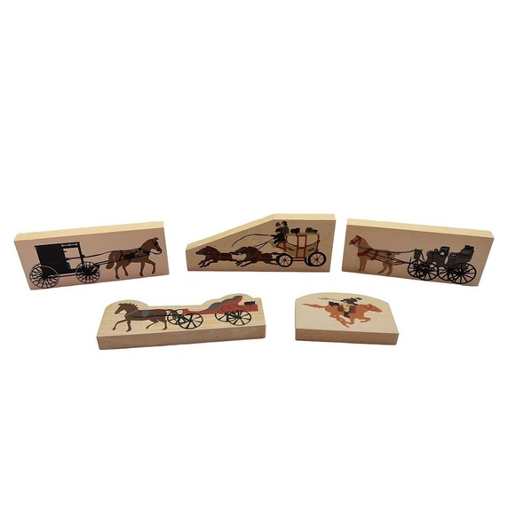 Other - Lot of‎ 5 Cat's Meow Horse Drawn Carriage, Amish Wagon, Buggy, & Pony Express